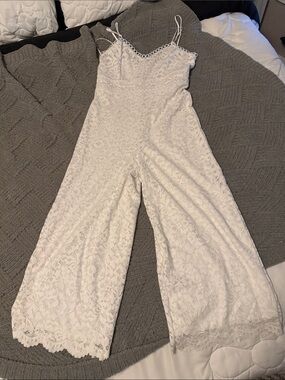 Express- White Lace Spaghetti Strap Jumpsuit